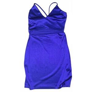 Elegant Royal Blue Satin Slip Dress with Spaghetti Straps